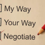 checklist with red pen highlighting the word negotiate